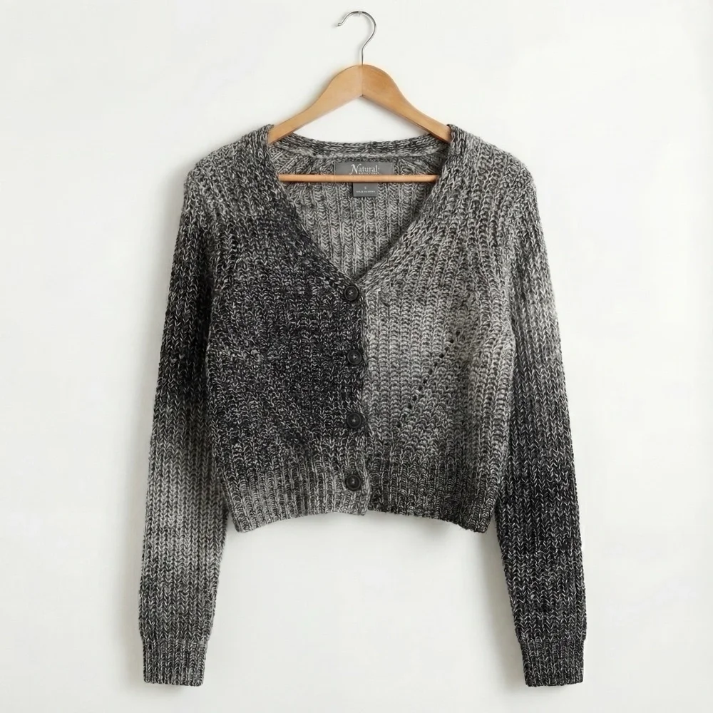 Natural Reflections Black and Gray Women's Cardigan - Picture 2 of 4